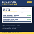The Complete Money Bundle - all four Ledgerline finance spreadsheets for $33.99 instead of $68.98, a 51% saving