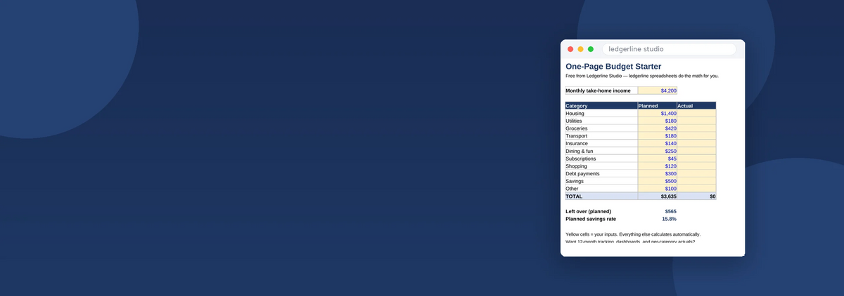 Free band background - One-Page Budget Starter mockup